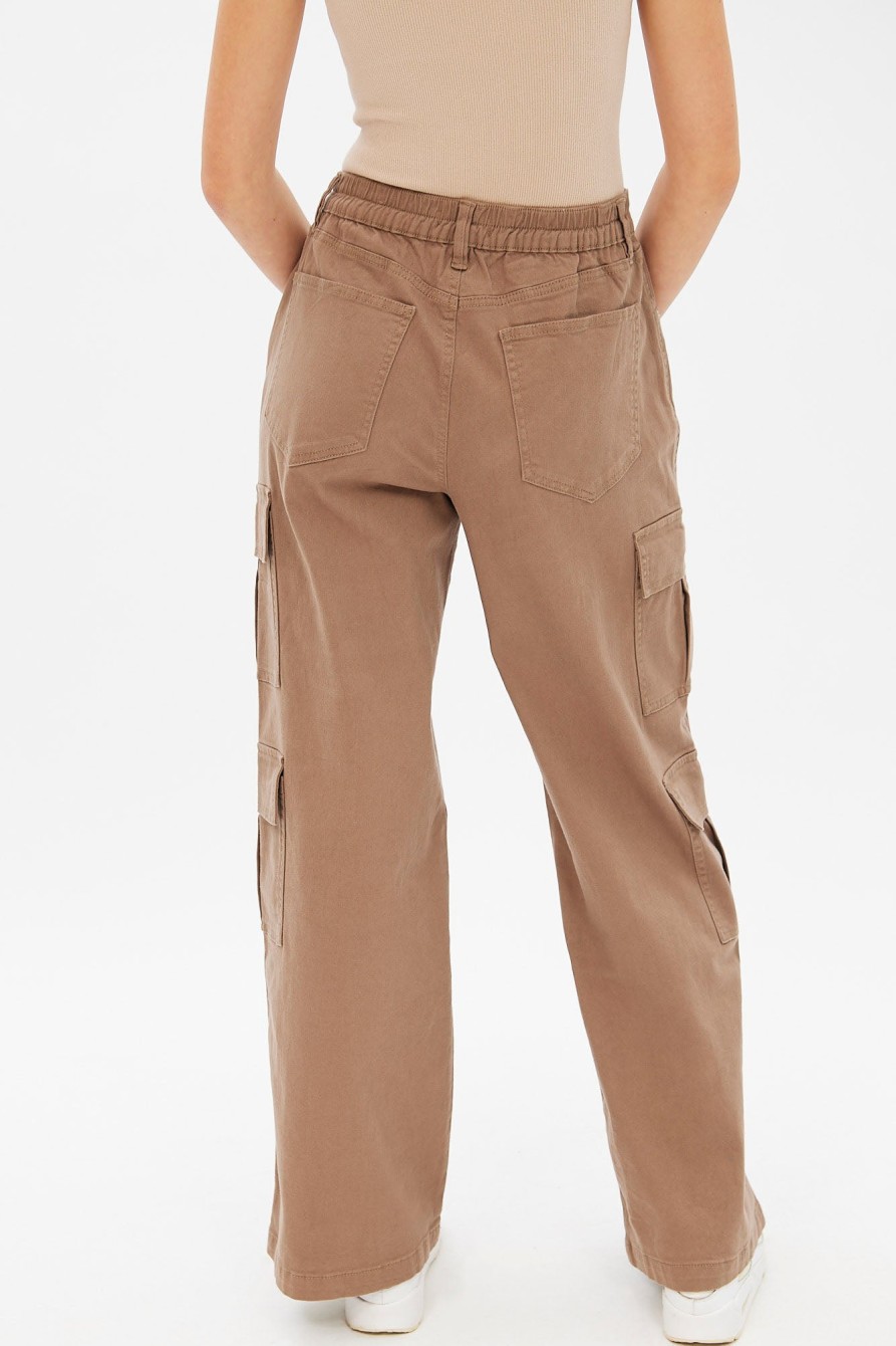 Aux Femmes Notes bleues Cargos + Parachute | Pantalon Cargo Taille Haute A Jambe Large