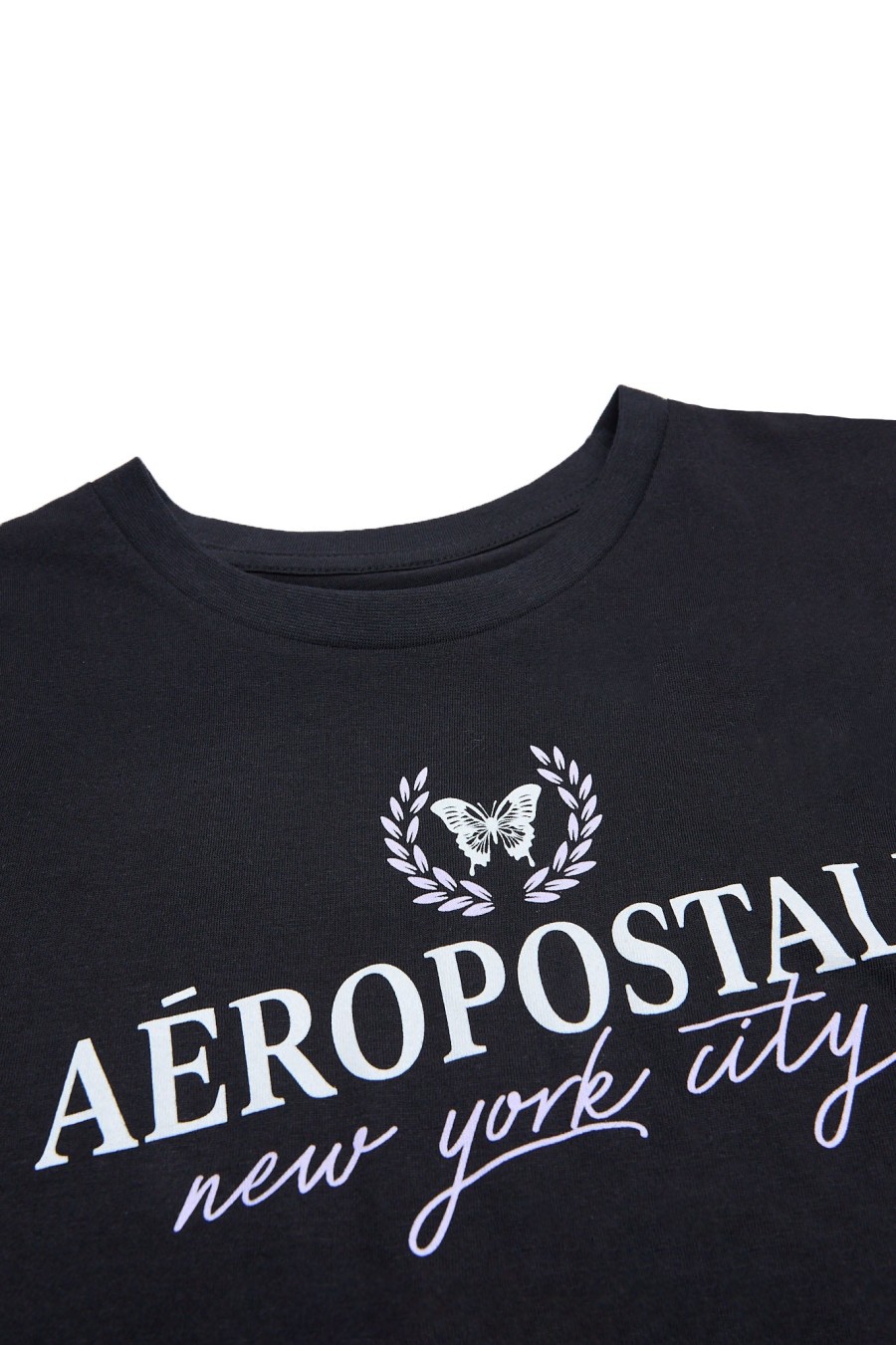 Aux Femmes Aéropostale T-Shirts | Aeropostale Butterfly Crest Graphic T-Shirt Classique Noir