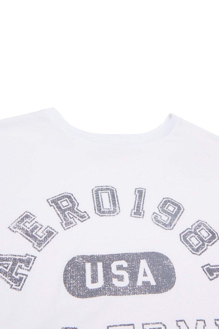 Aux Femmes Aéropostale Aeropostale | T-Shirt Petit Ami Graphique Aero 1987 Usa Blanc