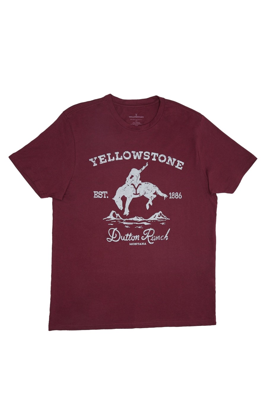 Pour Des Hommes Aéropostale Culture Pop | T-Shirt Graphique Yellowstone Dutton Ranch Bourgogne