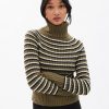 Aux Femmes Notes bleues Pulls + Cardigans | Pull Cotele A Col Roule Et Manches Longues