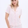 Aux Femmes Notes bleues Pyjamas | Chemise De Pyjama Boutonnee Sur Le Devant A Manches Courtes Ultra Douce