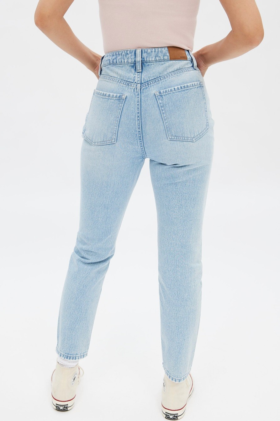 Aux Femmes Aéropostale Jeans | Jean Mom Taille Haute Aero Premium Air Bleu Denim Clair